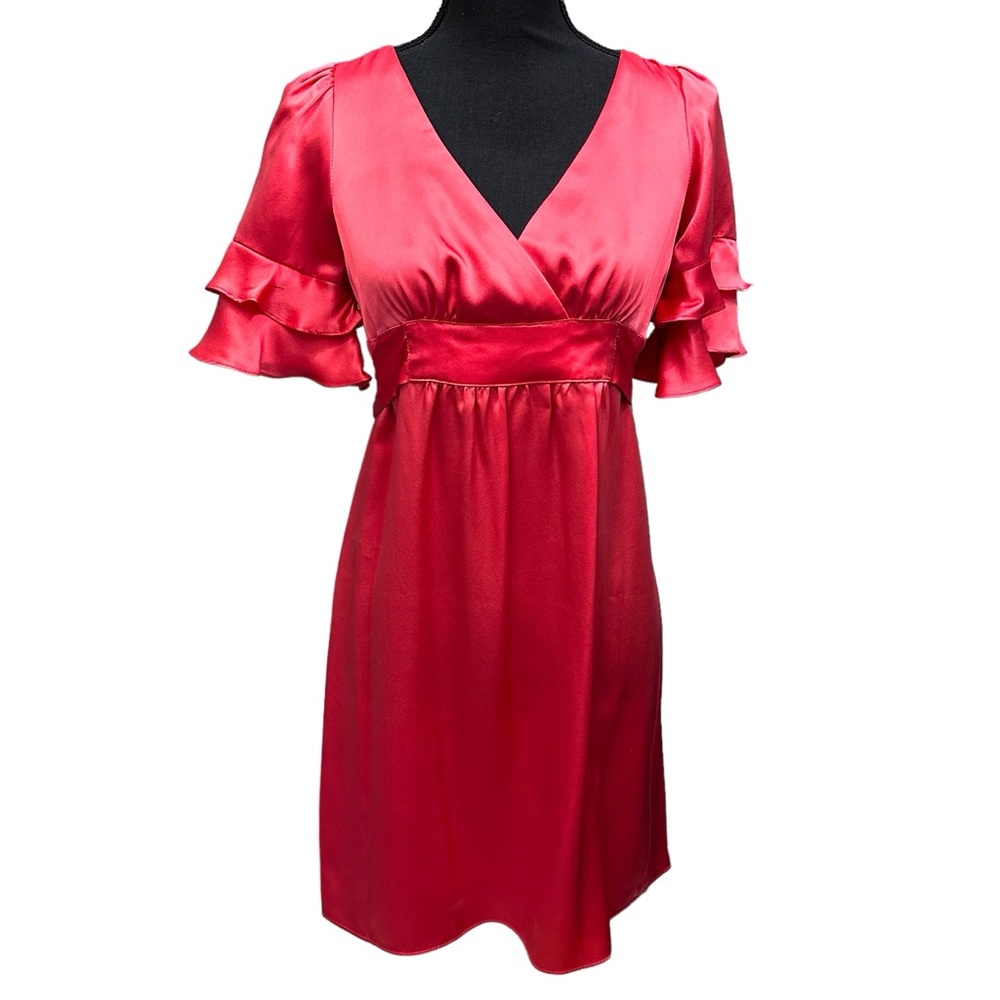 Betsey Johnson Womens Size 2 100% Silk Scarlet Belted Empire Waist Dress Vintage